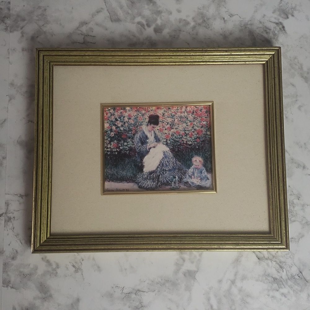 Camille Monet And A Child In The Artist's Garden In Argenteuil, By Claude Monet